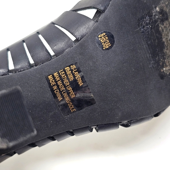 Jessica Simpson Laverna Heels – Black Leather Gold Studs – Size 8½ Open Toe - Picture 9 of 9